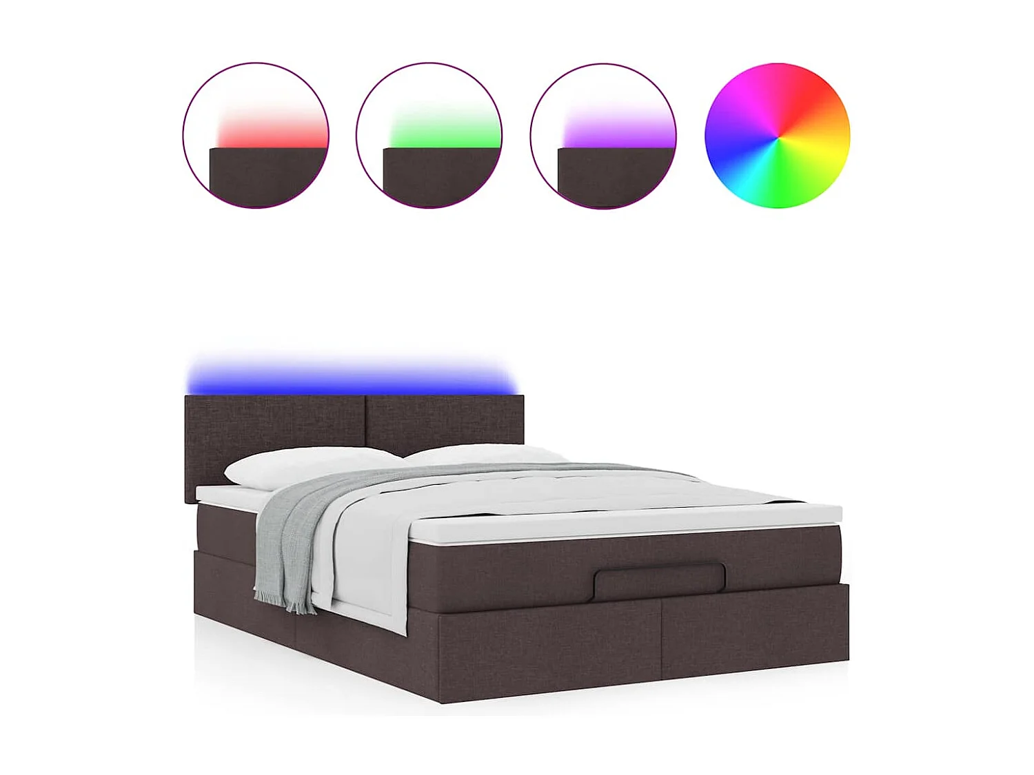Ottoman bed met matras en LED's 140x200cm stof donkerbruin