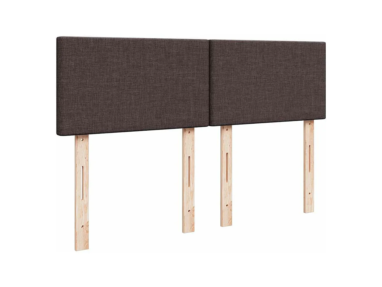 Cadre de lit ottoman avec matelas marron foncé 140x200 cm tissu