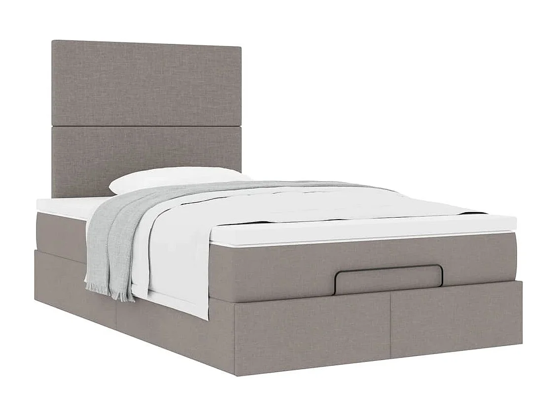 Cadre de lit ottoman avec matelas taupe 120x200 cm tissu