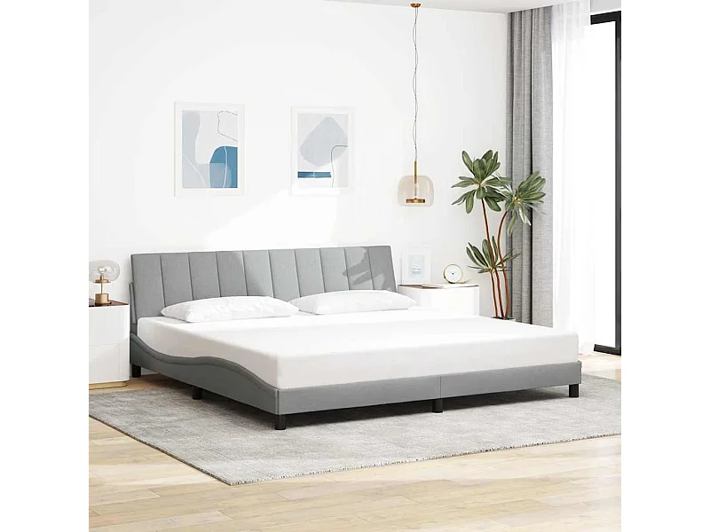 Cadre de lit sans matelas gris clair 200x200 cm tissu