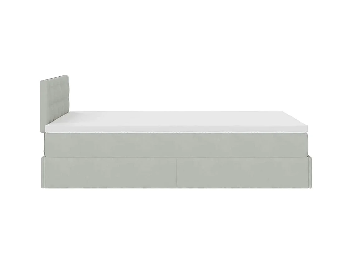 Cadre de lit ottoman et matelas gris clair 120x200 cm velours