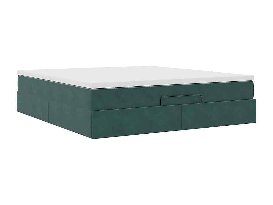 Estrutura de cama otomana com colchão 180x200 cm verde escuro