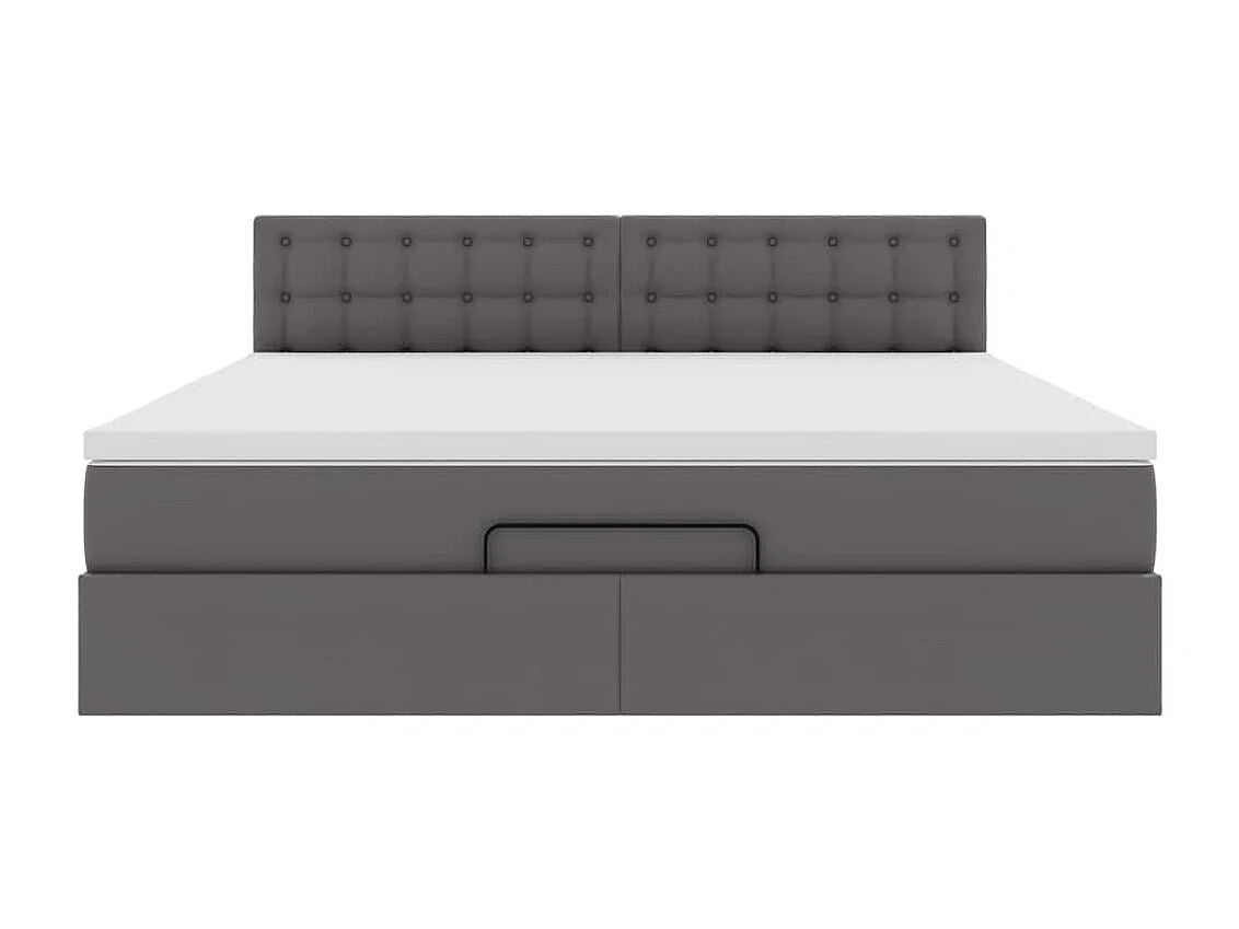 Cadre de lit ottoman avec matelas gris 180x200 cm similicuir