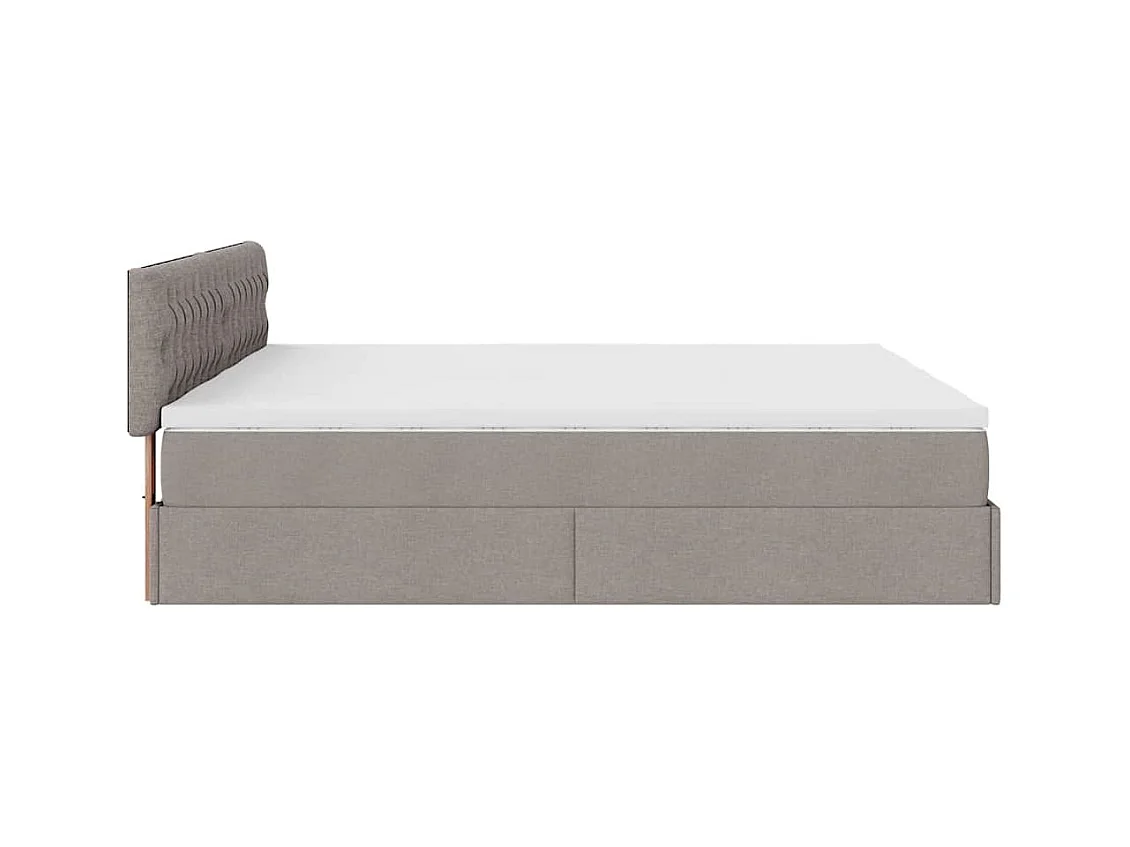 Cadre de lit ottoman avec matelas taupe 200x200cm tissu