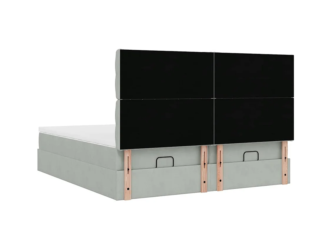 Cadre de lit ottoman avec matelas gris clair 200x200 cm velours