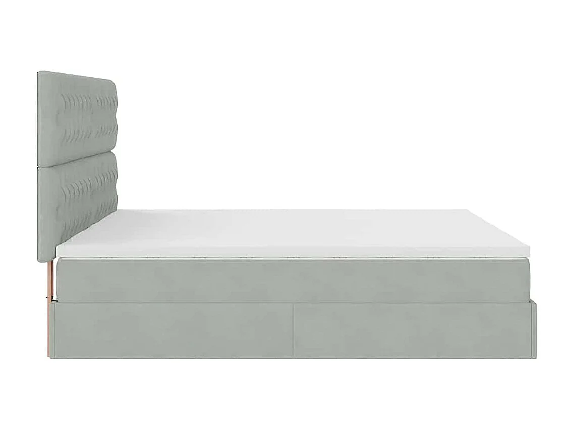 Cadre de lit ottoman avec matelas gris clair 200x200 cm velours