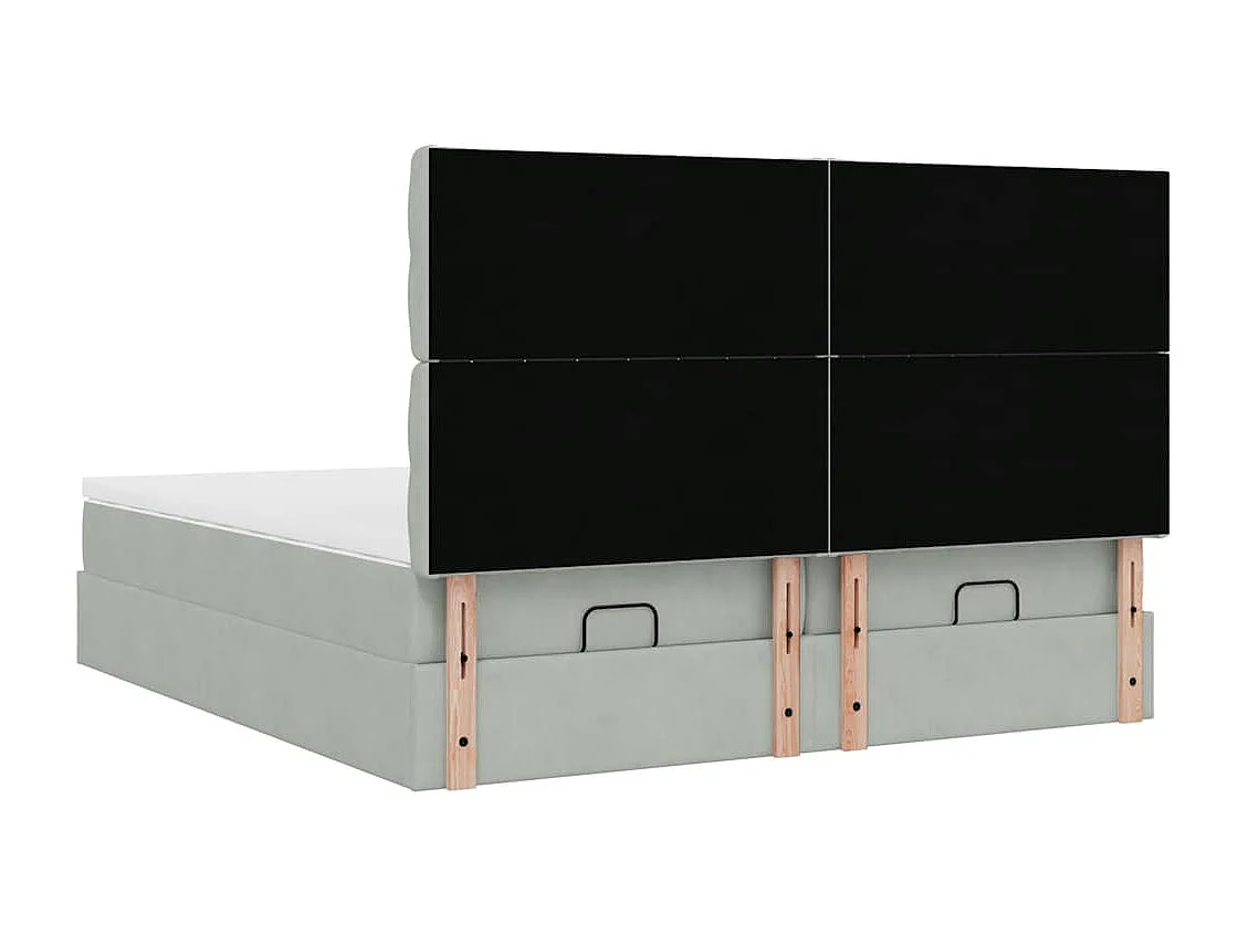 Cadre de lit ottoman avec matelas gris clair 200x200 cm velours