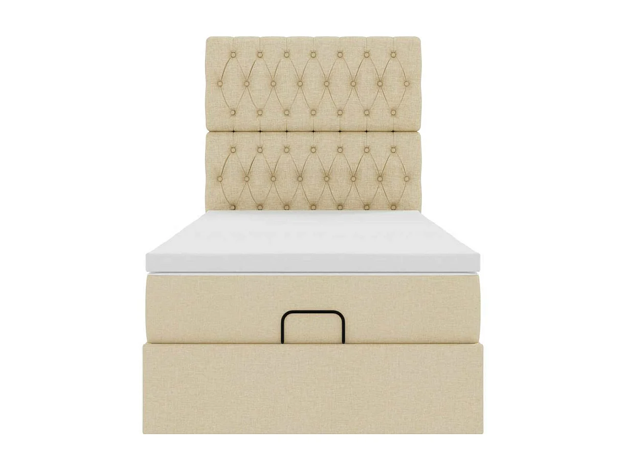 Estrutura de cama otomana com creme de colchão 90x190cm tecido