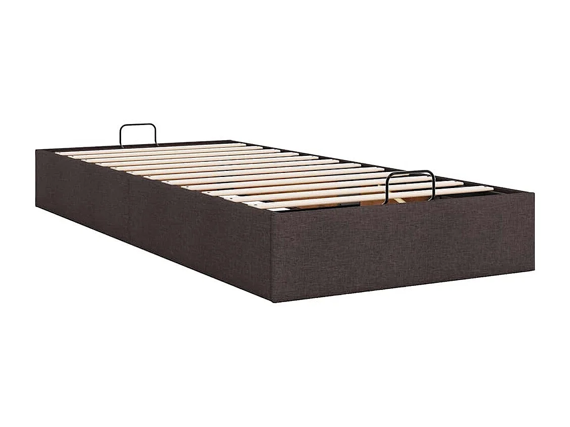 Cadre de lit ottoman sans matelas marron foncé 100x200 cm tissu