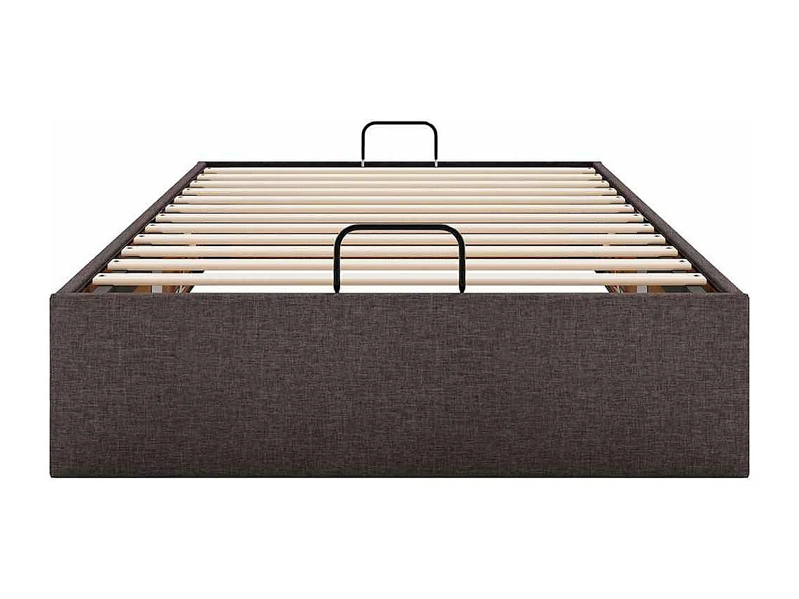 Cadre de lit ottoman sans matelas marron foncé 100x200 cm tissu