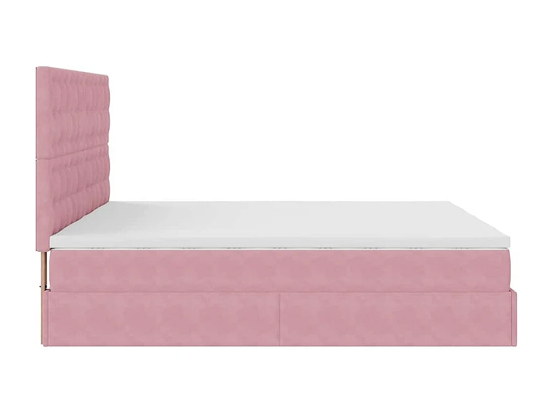 Estructura de cama otomana colchones terciopelo rosa 180x200cm