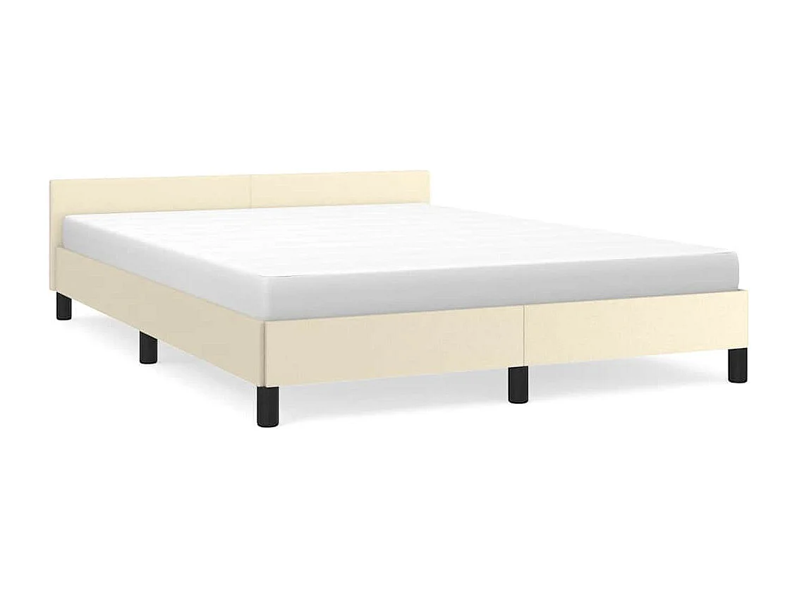 Estrutura de cama com cabeceira couro artificial 140x190cm creme