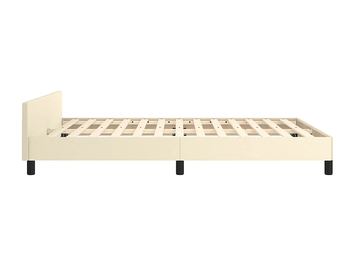 Estrutura de cama com cabeceira couro artificial 140x190cm creme