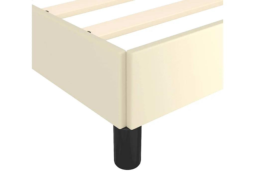 Estrutura de cama com cabeceira couro artificial 140x190cm creme