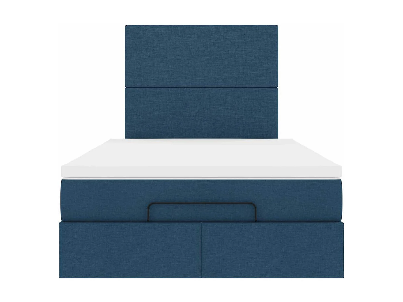 Cadre de lit ottoman avec matelas bleu 120x190 cm tissu