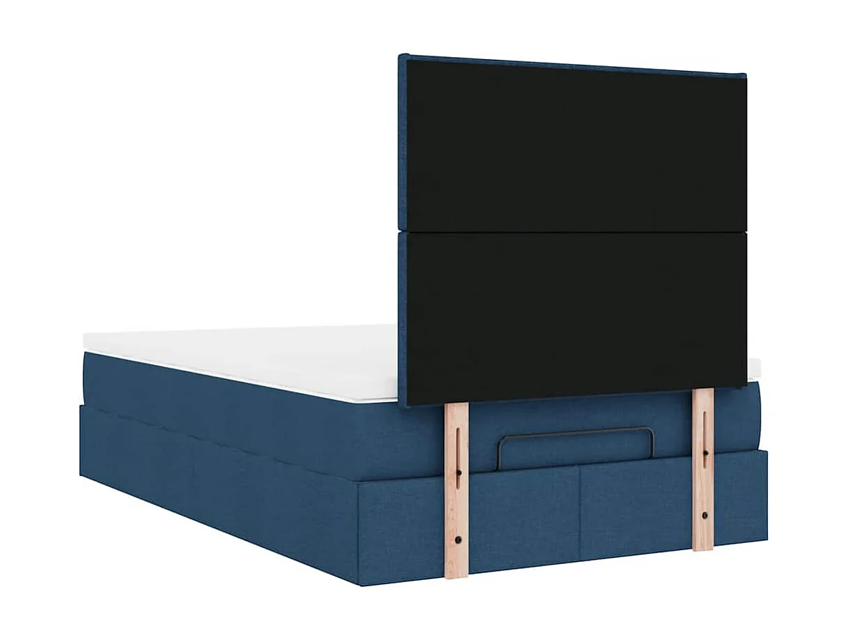 Cadre de lit ottoman avec matelas bleu 120x190 cm tissu