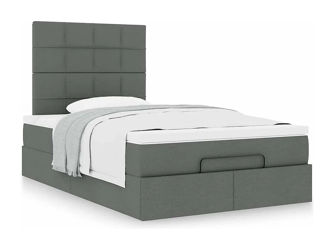 Cadre de lit ottoman avec matelas gris foncé 120x200cm tissu