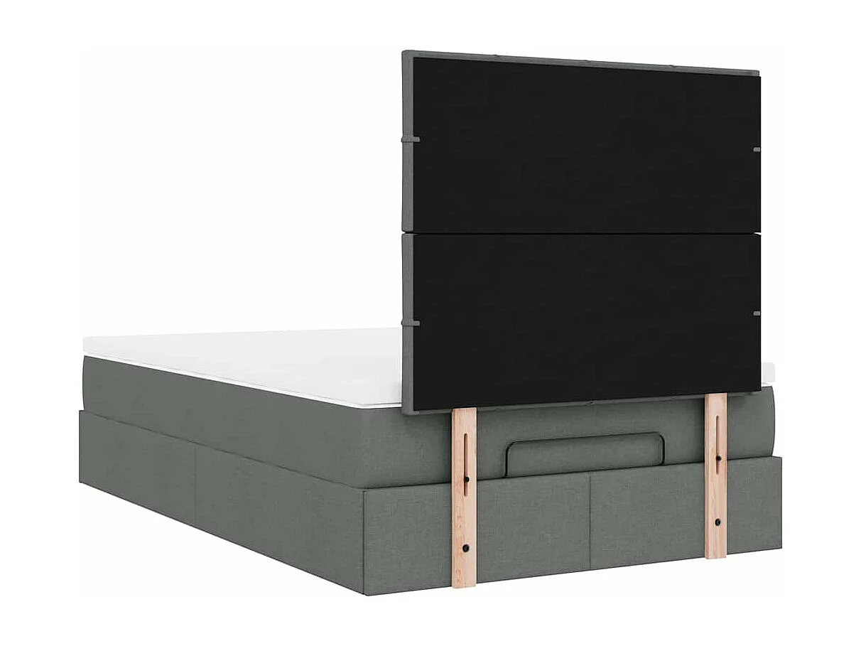 Cadre de lit ottoman avec matelas gris foncé 120x200cm tissu
