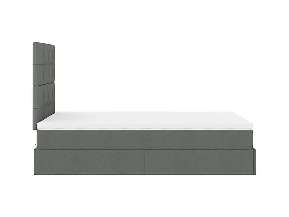 Cadre de lit ottoman avec matelas gris foncé 120x200cm tissu