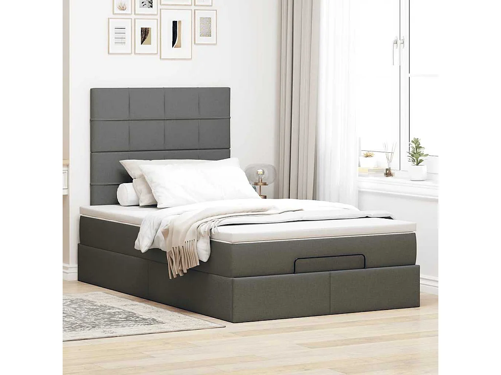 Ottoman bed met matras 120x200cm stof donkergrijs