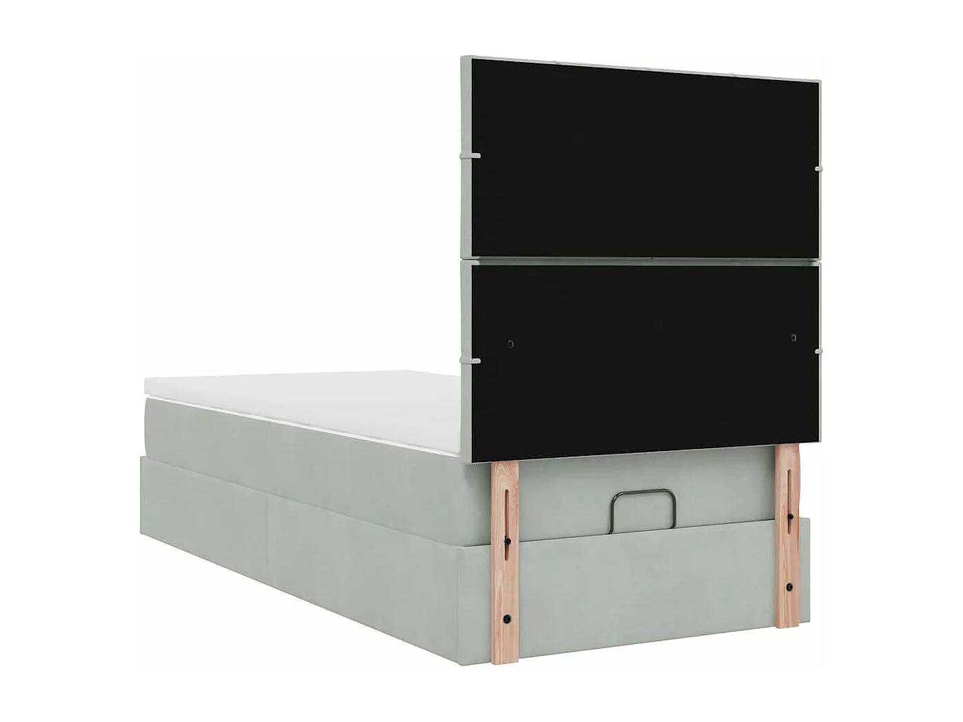 Estrutura cama otomana colchões 90x190 cm veludo cinzento claro