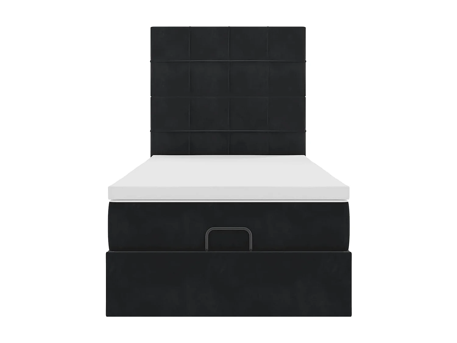 Estrutura de cama otomana com colchões preto 80x200cm veludo