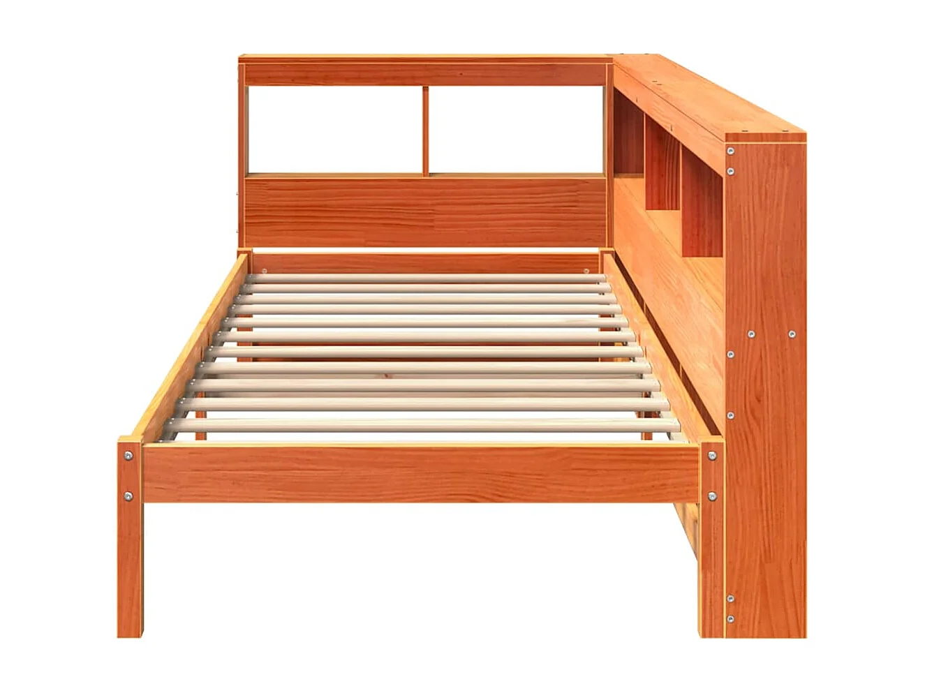 Lit bibliothèque sans matelas cire marron 100x200 cm pin massif