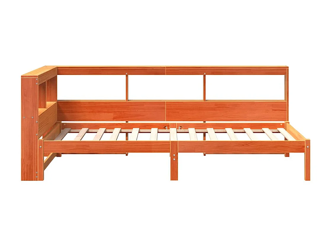 Lit bibliothèque sans matelas cire marron 100x200 cm pin massif