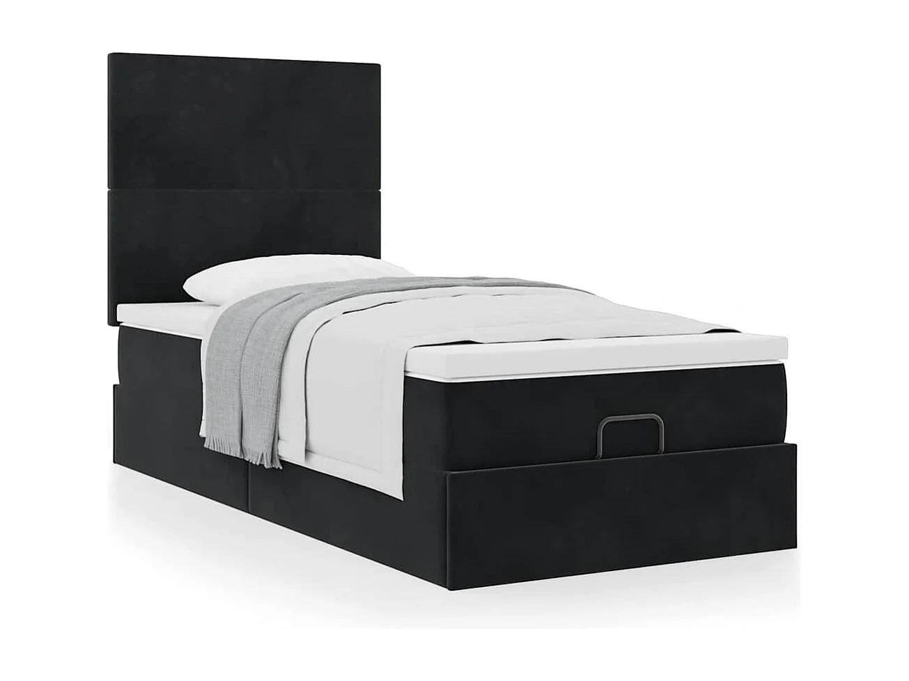Cadre de lit ottoman avec matelas noir 80x200 cm velours