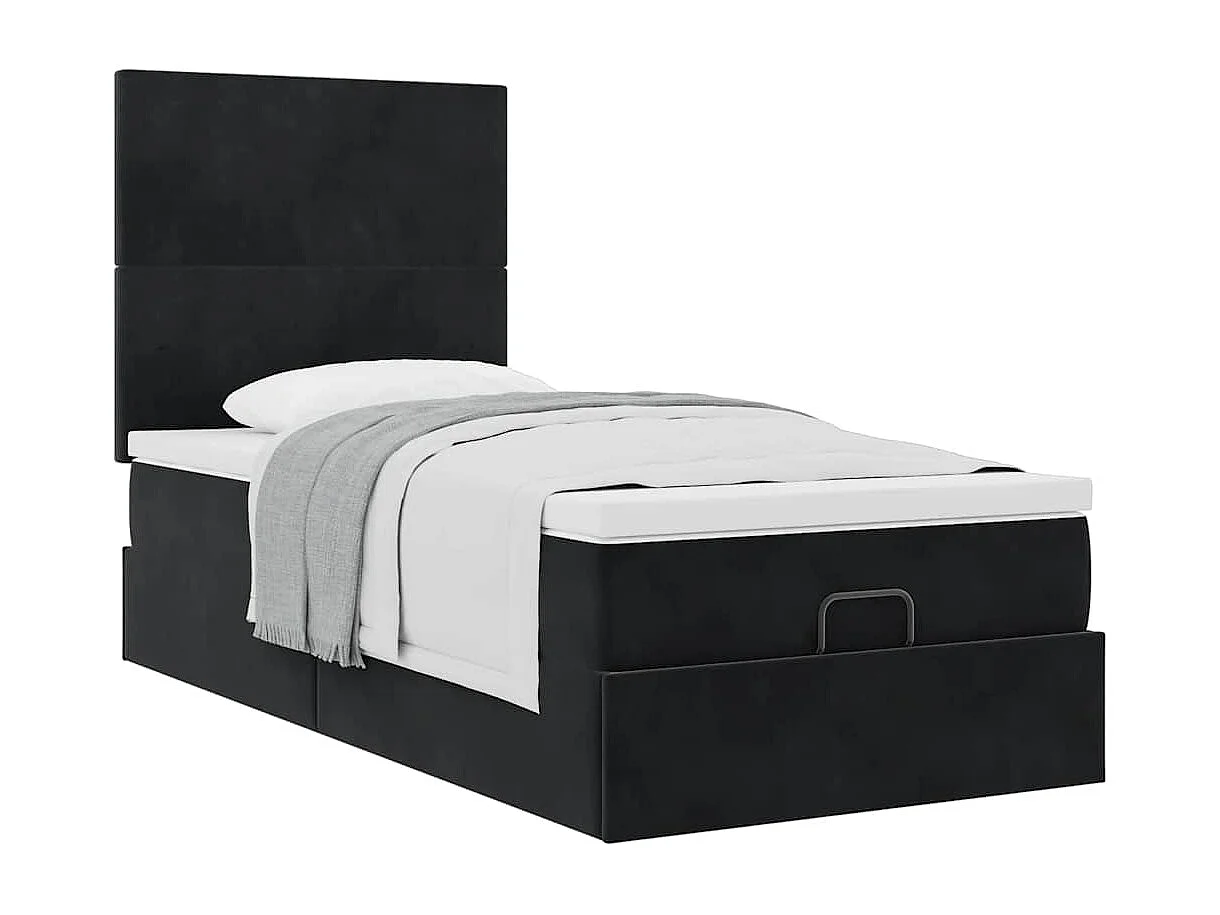 Ottoman bed met matrassen 80x200cm fluweel zwart