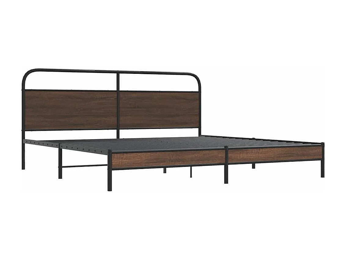 Estructura de cama sin colchón metal roble marrón 183x213 cm