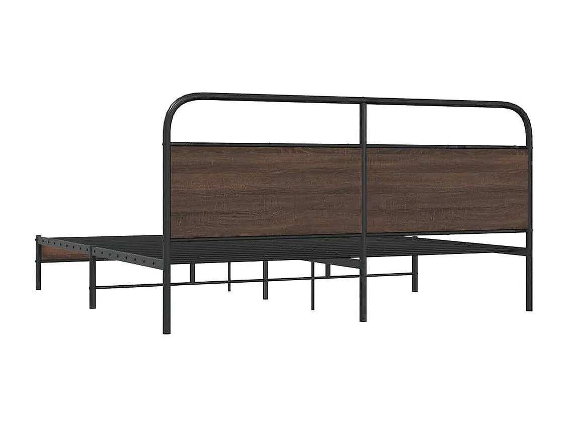Estructura de cama sin colchón metal roble marrón 183x213 cm