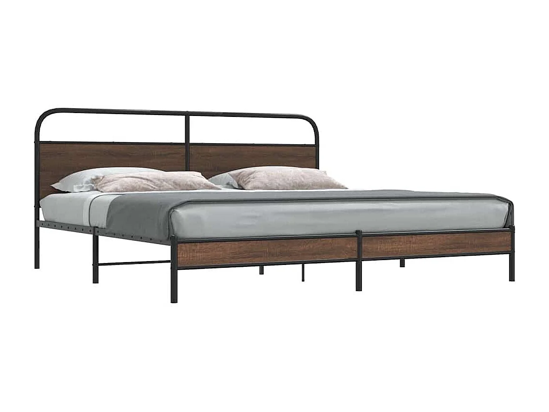 Estructura de cama sin colchón metal roble marrón 183x213 cm