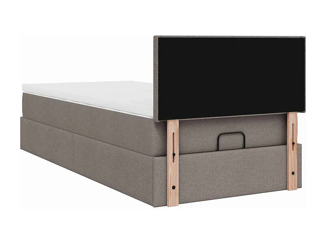 Cadre de lit ottoman avec matelas taupe 90x190 cm tissu