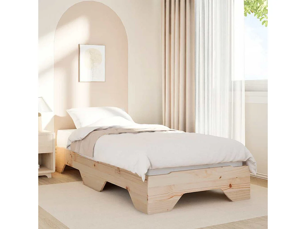 Cadre de lit sans matelas empilable 80x200 cm bois massif