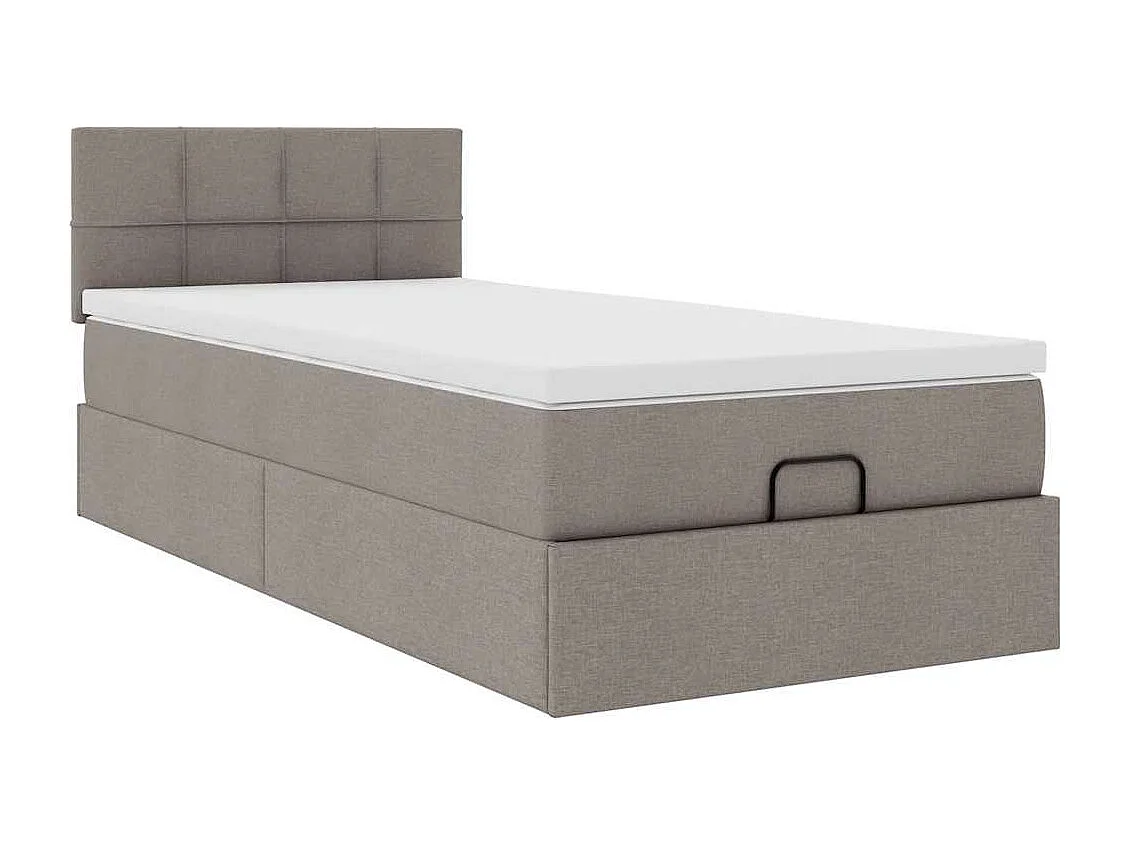 Lit ottoman avec matelas taupe 90x200 cm tissu