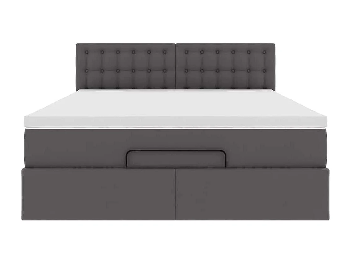 Cadre de lit ottoman avec matelas gris 140x190 cm similicuir