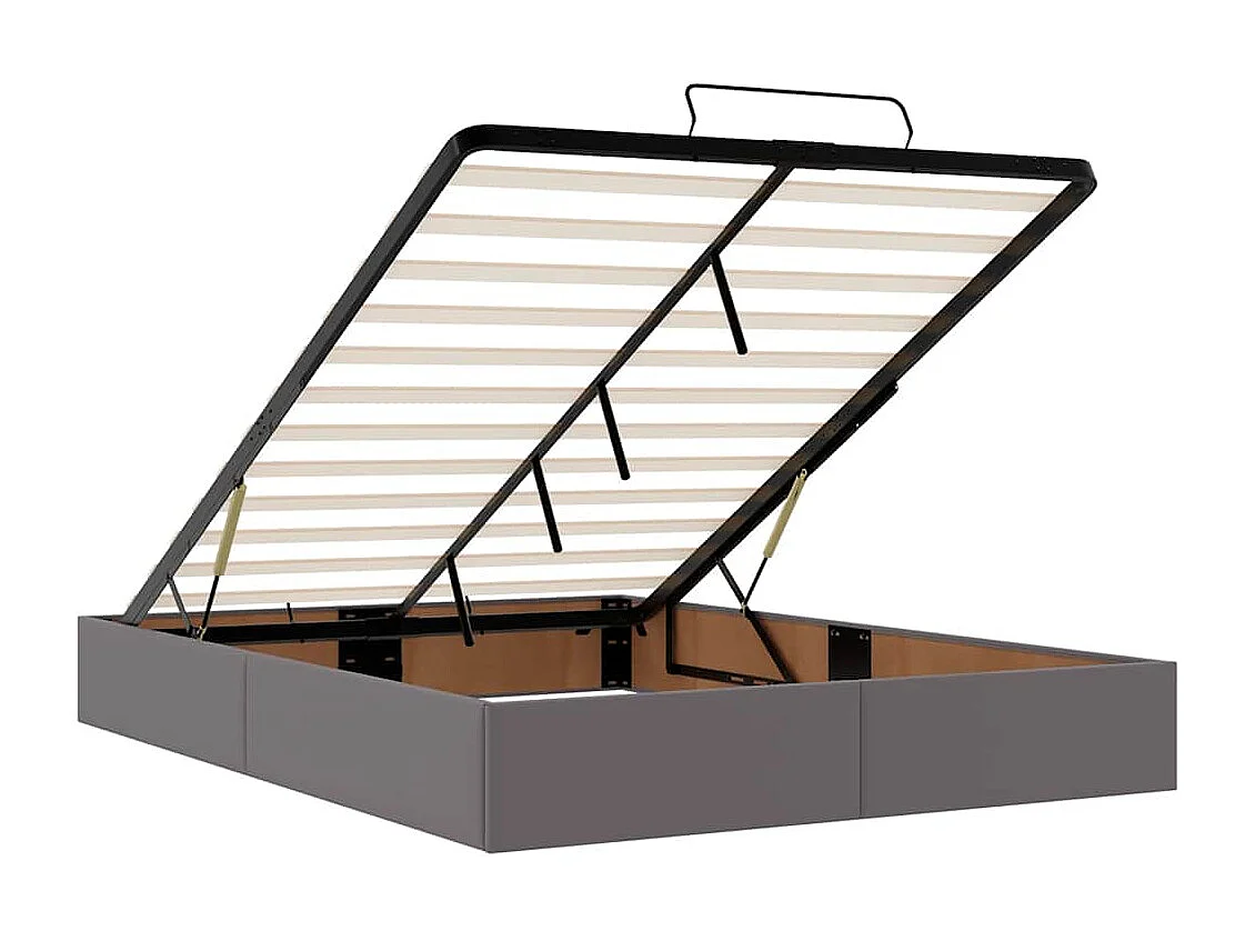 Cadre de lit ottoman avec matelas gris 140x190 cm similicuir