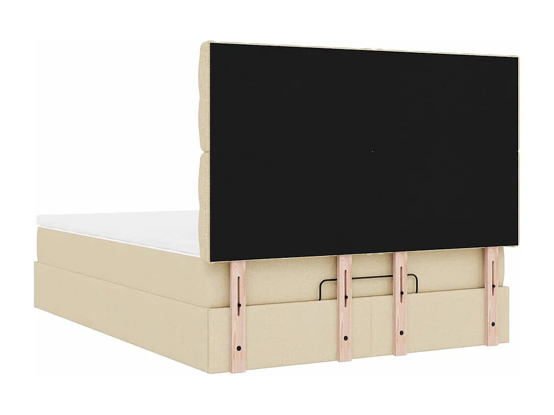 Cadre de lit ottoman avec matelas crème 140x200 cm tissu