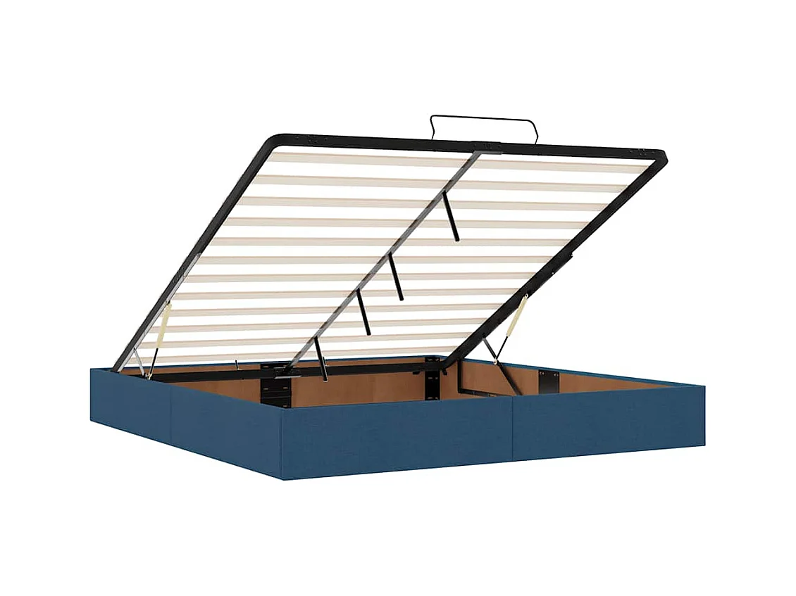 Cadre de lit ottoman sans matelas bleu 160x200 cm tissu