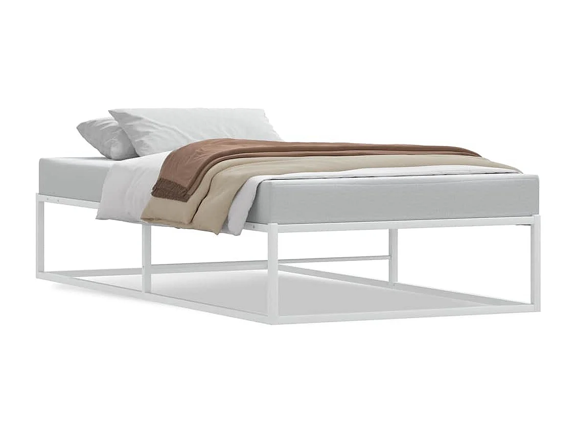 Cadre de lit sans matelas blanc 90x200 cm métal