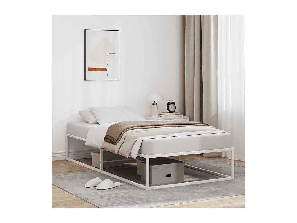 Cadre de lit sans matelas blanc 90x200 cm métal
