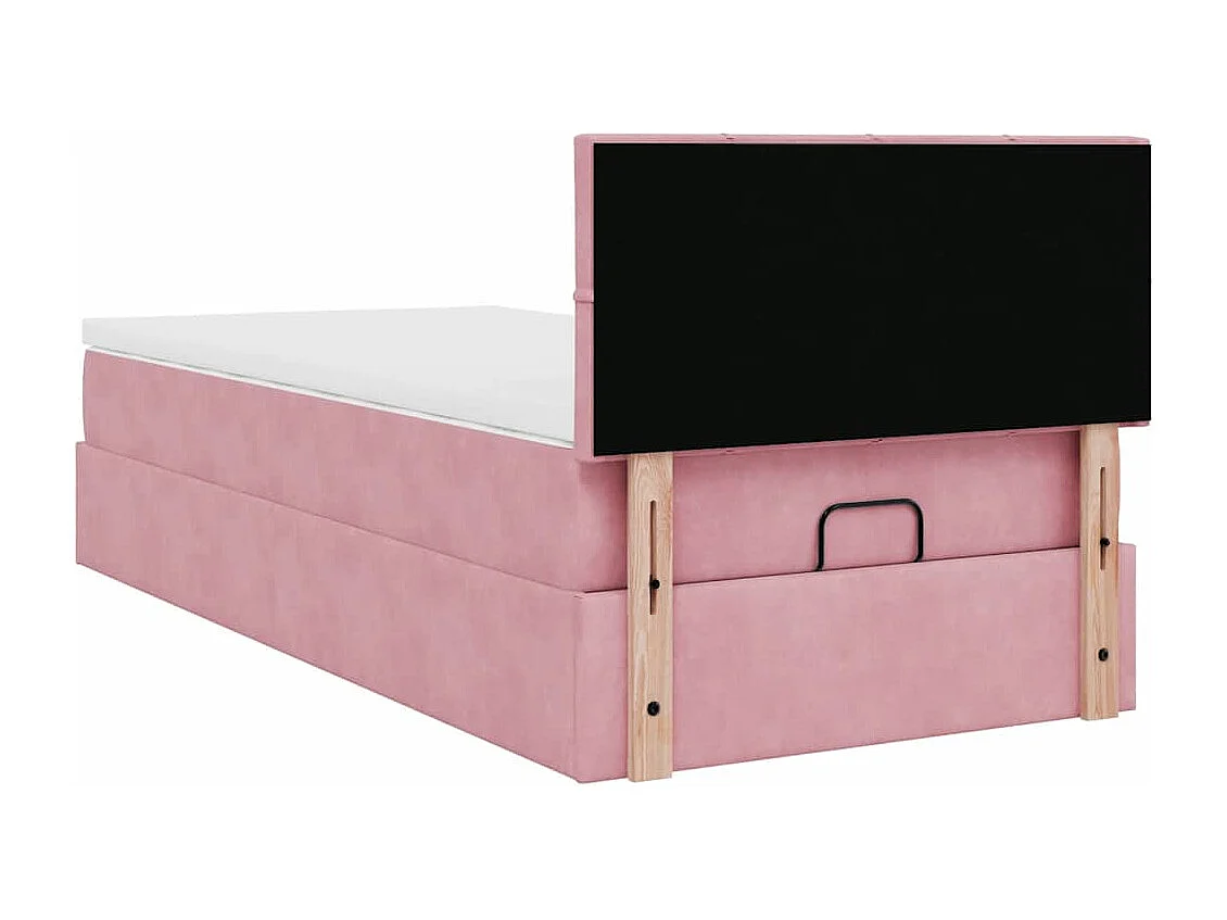 Cadre de lit ottoman avec matelas rose 90x200 cm velours