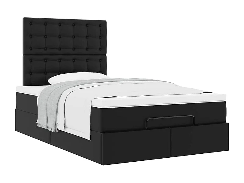 Cadre de lit ottoman avec matelas noir 120x200 cm similicuir