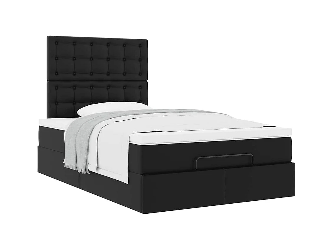 Cadre de lit ottoman avec matelas noir 120x200 cm similicuir
