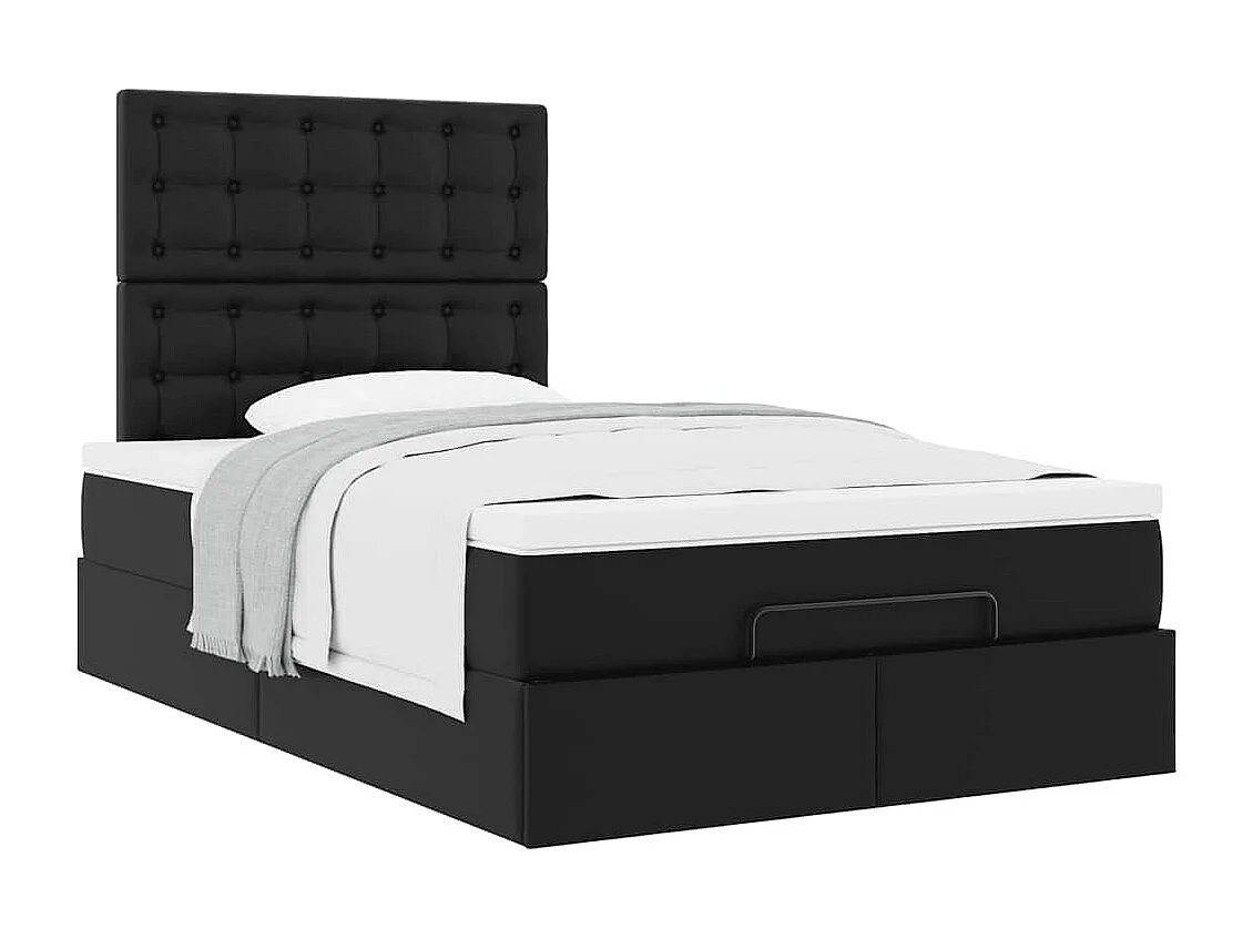 Cadre de lit ottoman avec matelas noir 120x200 cm similicuir