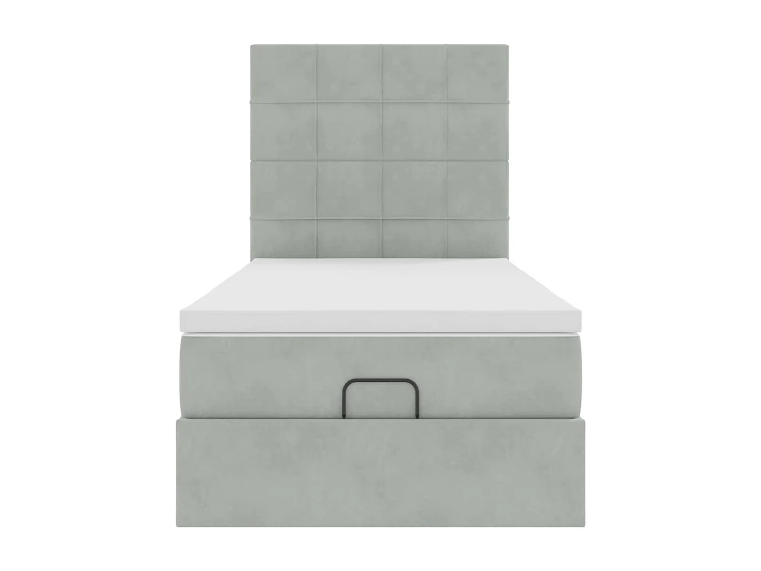 Estrutura de cama otomana com colchões cinza claro Veludo