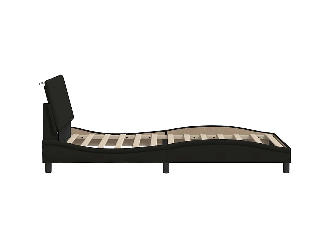 Estructura de cama sin colchón tela negro 100x200 cm