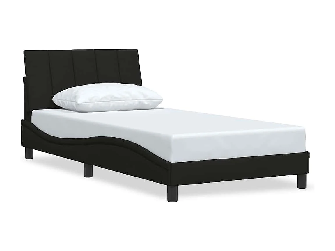 Cadre de lit sans matelas noir 100x200 cm tissu