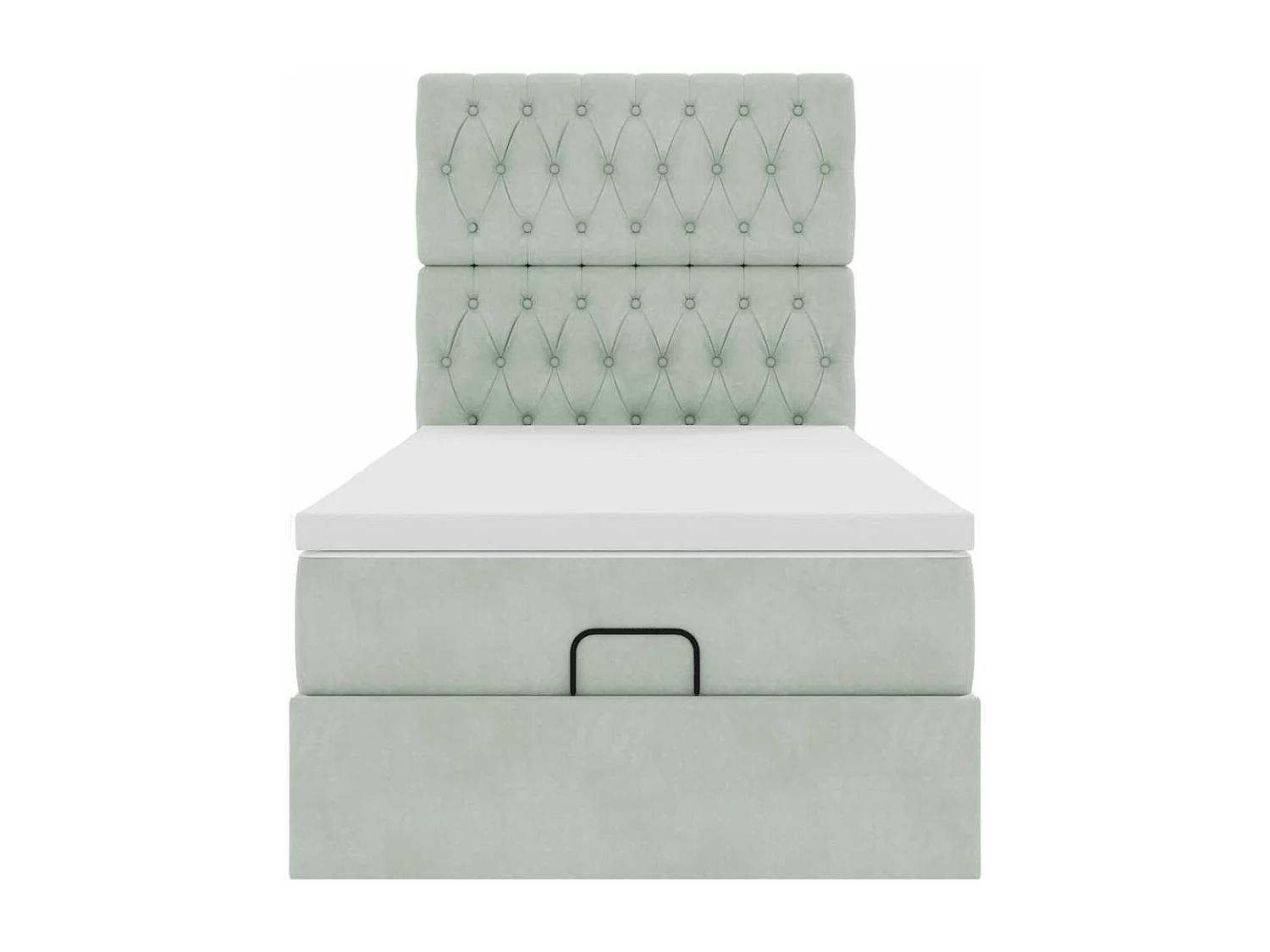 Cadre de lit ottoman et matelas gris clair 100x200 cm velours